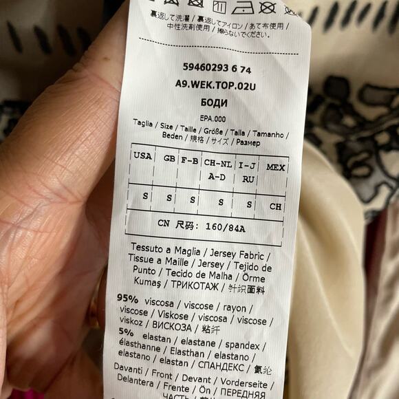 Weekend Max Mara Beige Embroidered Long Sleeve Blouse Lightweight Women’s S - Picture 9 of 9